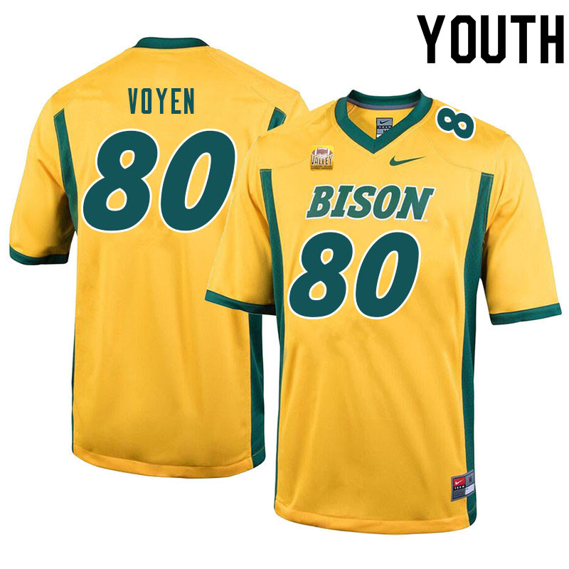 Youth #80 Andy Voyen North Dakota State Bison College Football Jerseys Sale-Yellow